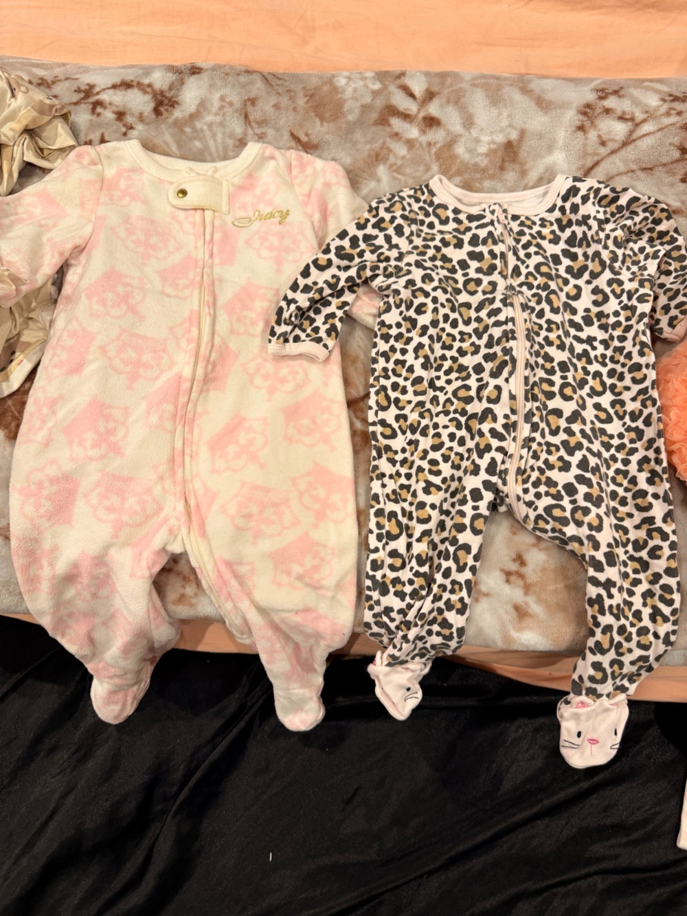 Little Me Pink Floral and Leopard Print Baby Footies - Two Pack